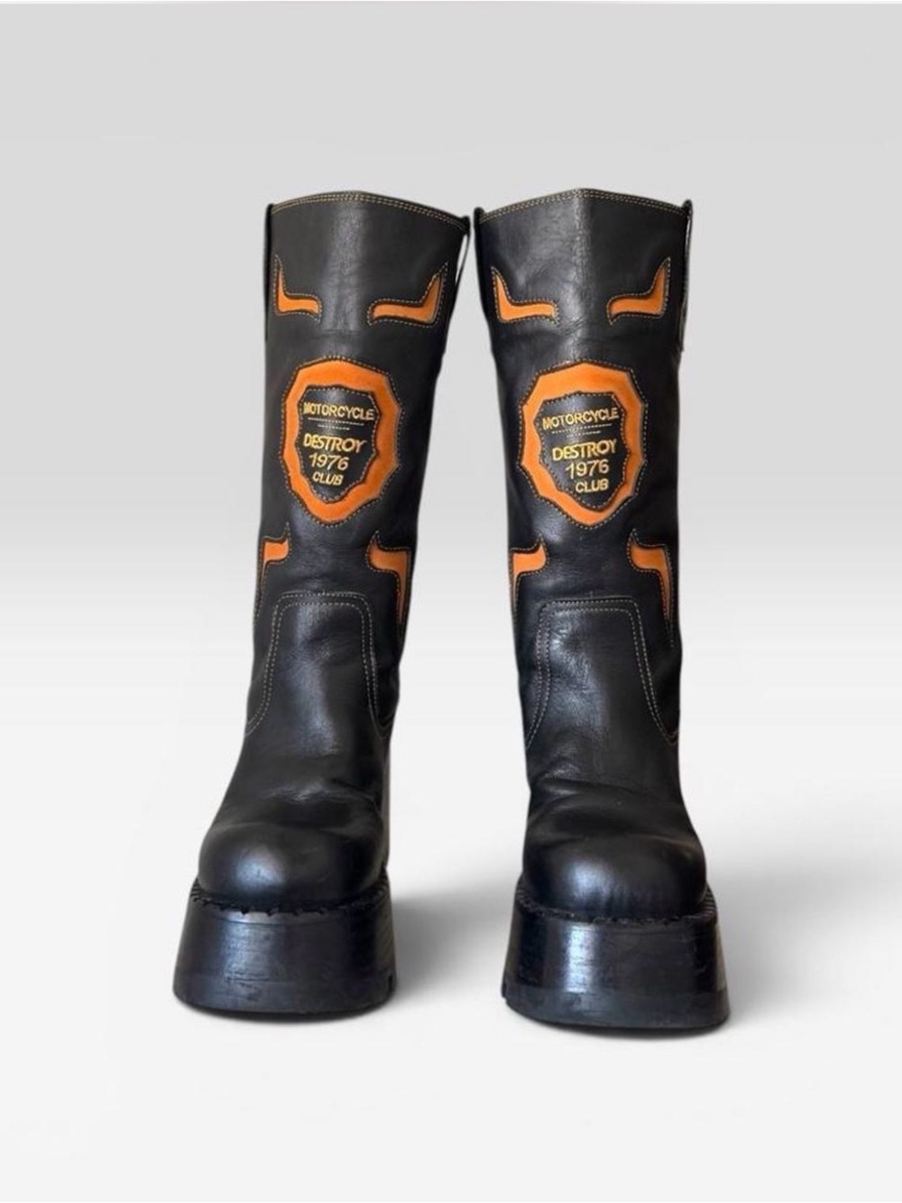 Ultra Rare 90s Destroy 'Motorcycle Club' Leather Platform
Boots - Picture 4 of 8